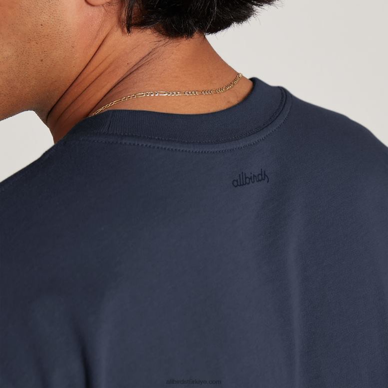 Allbirds erkek allgood pamuklu tişört L6L2L123 puslu indigo - Image 4