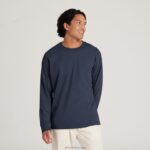 Allbirds erkek allgood pamuklu uzun kollu tişört L6L2L139 puslu indigo