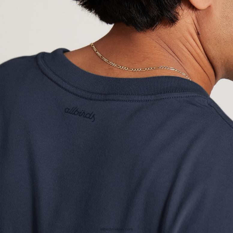 Allbirds erkek allgood pamuklu uzun kollu tişört L6L2L139 puslu indigo - Image 3
