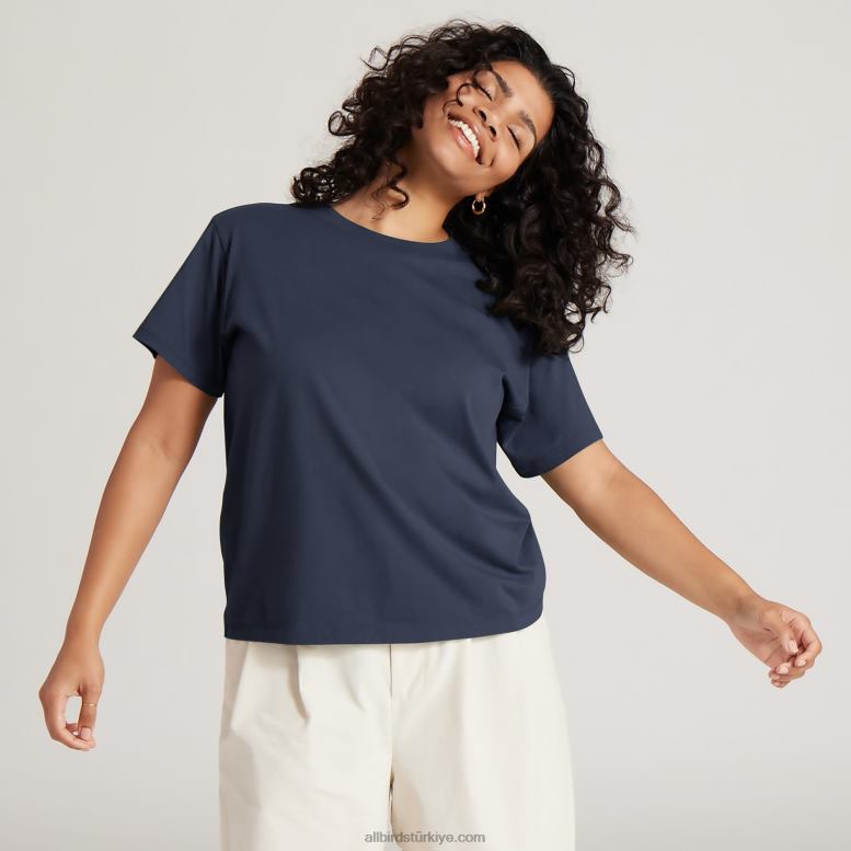 Allbirds kadın allgood pamuklu tişört L6L2L217 puslu indigo - Image 1
