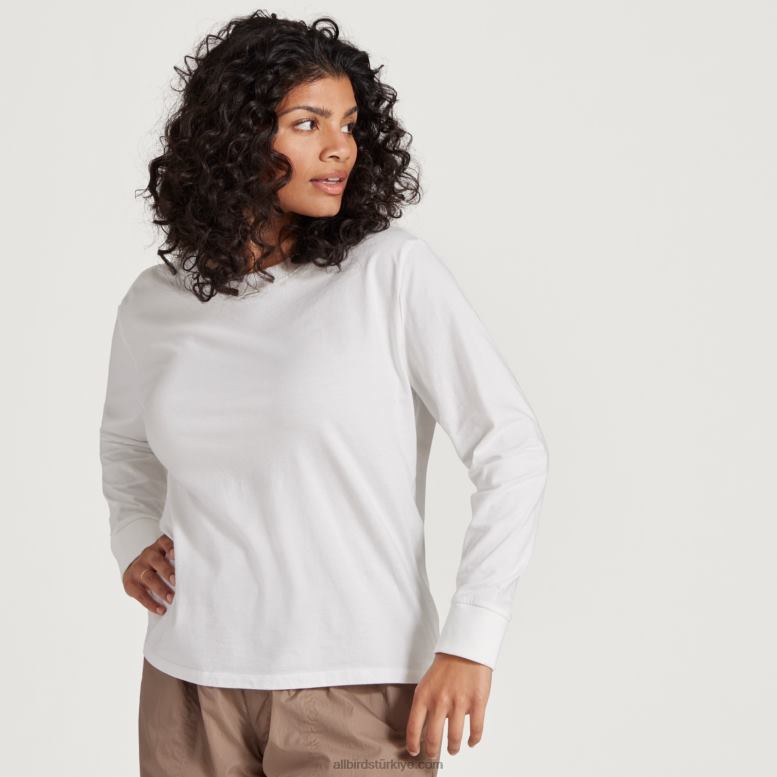 Allbirds Kadın allgood pamuklu uzun kollu tişört L6L2L220 kar fırtınası - Image 1