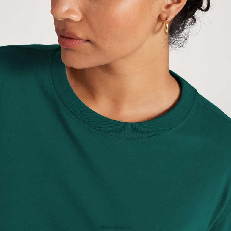 Allbirds Kadın allgood pamuklu uzun kollu tişört L6L2L221 derin zümrüt - Image 3