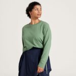 Allbirds Kadın allgood pamuklu uzun kollu tişört L6L2L223 puslu kargo